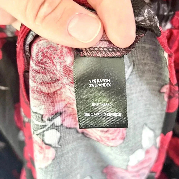 Torrid Midi Stretch Challis Tie Neck Black Dark Romantic Floral Midi Dress Sz 1X - Picture 11 of 11